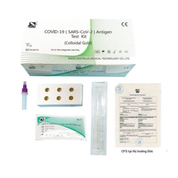 1 HỘP (25 BỘ) – Kit test nhanh DEEP BLUE Covid-19 Colloidal Gold (Đức)