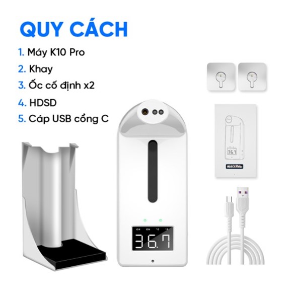 Máy sát khuẩn tay kết hợp đo nhiệt độ tự động K10 Pro