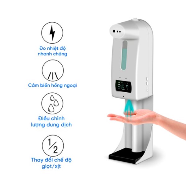 Máy sát khuẩn tay kết hợp đo nhiệt độ tự động K10 Pro